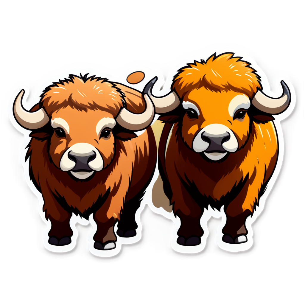 Cute Buffaloes Sticker