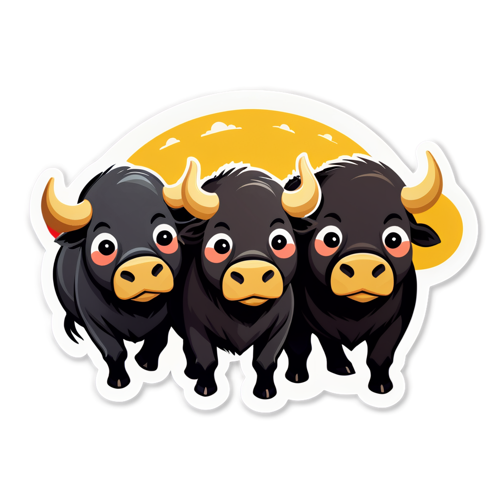 Cute Buffaloes Sticker