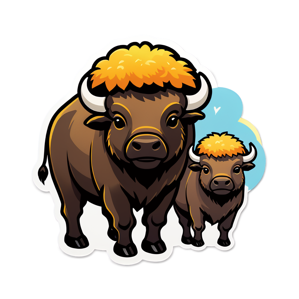 Cute Buffaloes Sticker