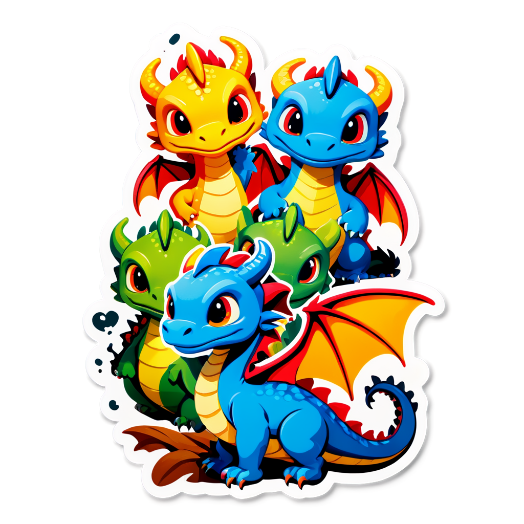 Cute Dragons Sticker