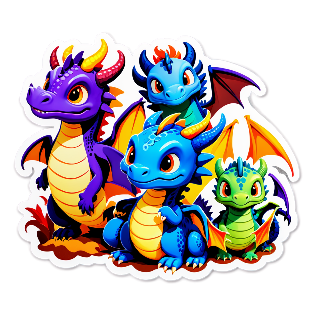 Cute Dragons Sticker