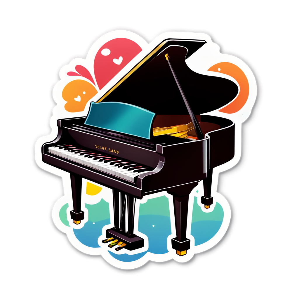 Cute Piano Sticker