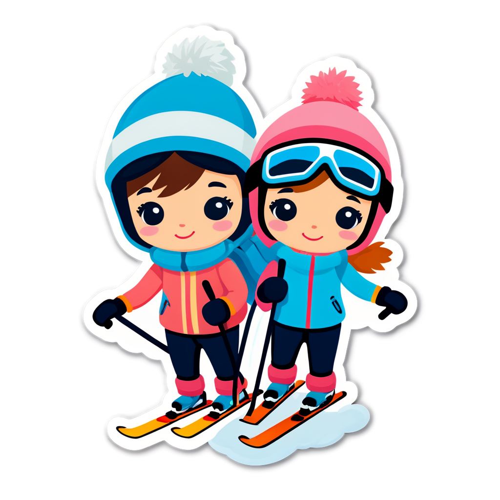Cute Skiers Sticker