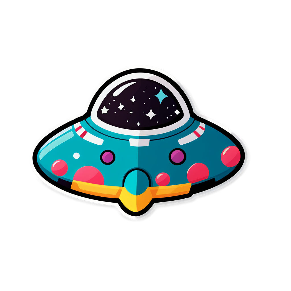 Cute Spaceship Sticker