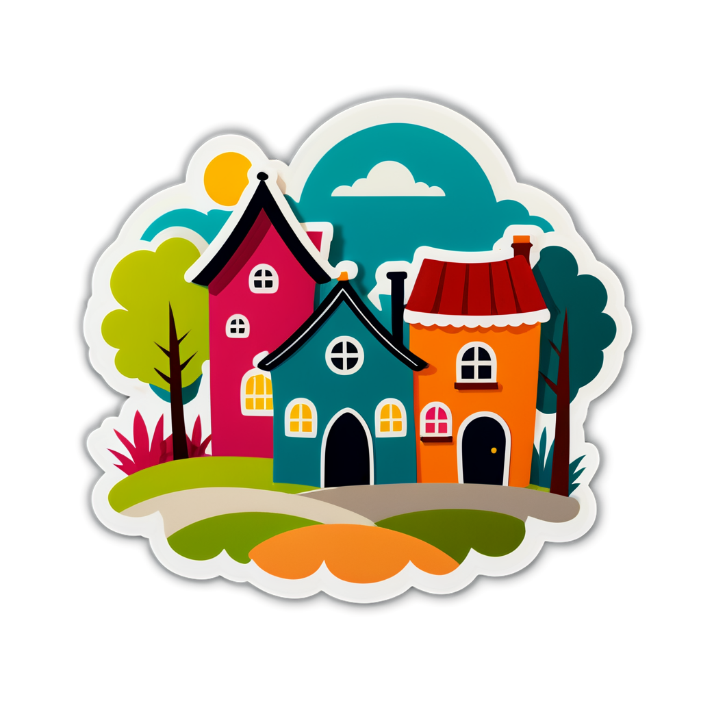 Cute Village Sticker